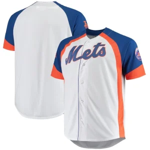 Mens New York Mets White Royal Big & Tall Color Block Team Jersey