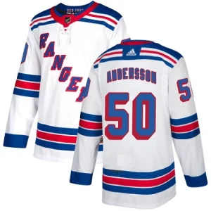 Mens New York Rangers Lias Andersson 50 Authentic White Away