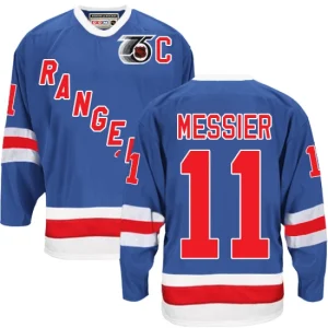 Mens New York Rangers Mark Messier 11 Authentic Throwback Royal Blue CCM 75TH