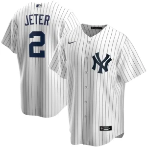 Mens New York Yankees Derek Jeter Nike White Navy Home Player Name Jersey