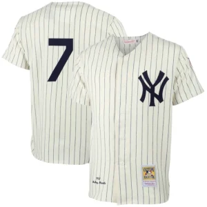 Mens New York Yankees Mickey Mantle Mitchell & Ness Cream MLB Jersey