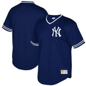 Mens New York Yankees Mitchell & Ness Navy Big & Tall Mesh V-Neck Jersey