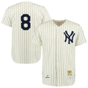 Mens New York Yankees Yogi Berra Mitchell & Ness Cream Navy Throwback 1951 Jersey