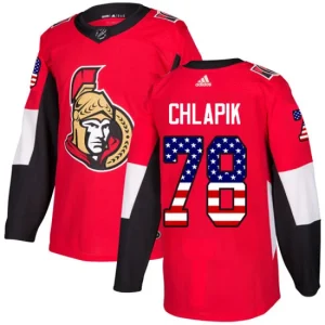 Mens Ottawa Senators Filip Chlapik 78 Authentic Red USA Flag Fashion