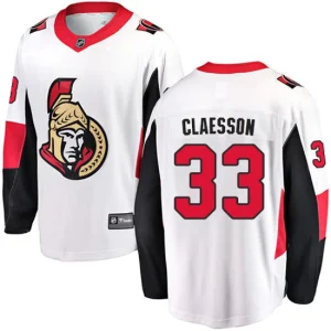 Mens Ottawa Senators Fredrik Claesson 33 Breakaway White Fanatics Branded Away