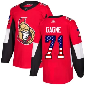 Mens Ottawa Senators Gabriel Gagne 71 Authentic Red USA Flag Fashion