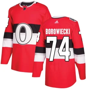 Mens Ottawa Senators Mark Borowiecki 74 Authentic Red 2017 100 Classic