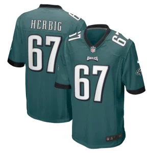 Mens Philadelphia Eagles Nate Herbig Nike Midnight Green Game Jersey