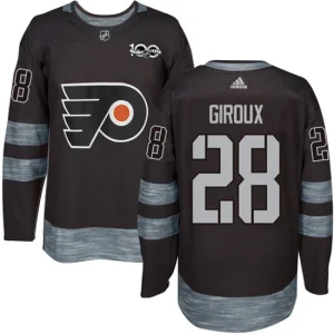 Mens Philadelphia Flyers Claude Giroux 28 Authentic Black 1917-2017 100th Anniversary