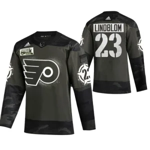 Mens Philadelphia Flyers Oskar Lindblom 23 Camo 2021 Military Night Authentic Limited