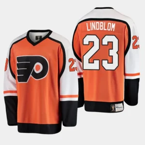 Mens Philadelphia Flyers Oskar Lindblom 23 Heritage Player Premier Orange