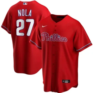 Mens Philadelphia Phillies Aaron Nola Nike Red Alternate Player Name Jersey