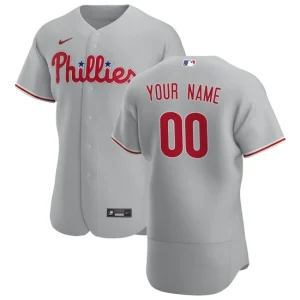 Mens Philadelphia Phillies Nike Gray Road Custom Jersey