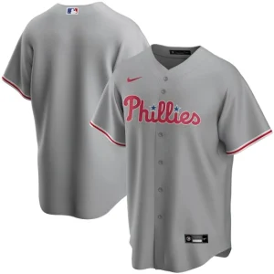 Mens Philadelphia Phillies Nike Gray Road Team Jersey 1