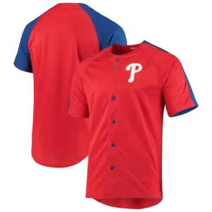 Mens Philadelphia Phillies Stitches Red Logo Button-Up Jersey