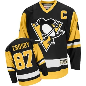 Mens Pittsburgh Penguins Sidney Crosby 87 Authentic Throwback Black CCM