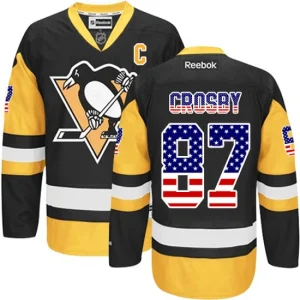 Mens Pittsburgh Penguins Sidney Crosby 87 Reebok USA Flag Fashion