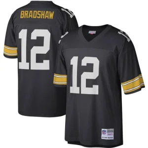 Mens Pittsburgh Steelers Terry Bradshaw Mitchell & Ness Black Legacy Jersey