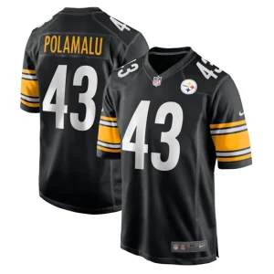 Mens Pittsburgh Steelers Troy Polamalu Nike Black Retired Player Game Jersey