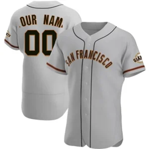 Mens San Francisco Giants Custom Authentic Gray Road Jersey