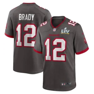 Mens Tampa Bay Buccaneers Tom Brady Nike Pewter Super Bowl LV Champions Game Jersey