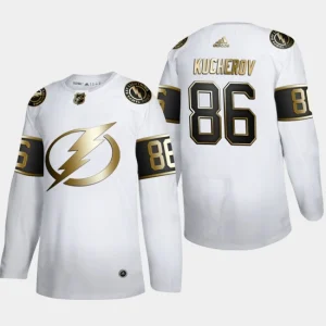 Mens Tampa Bay Lightning Nikita Kucherov 86 Golden Edition White Authentic