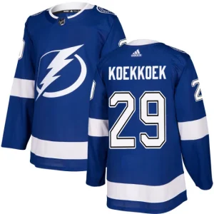 Mens Tampa Bay Lightning Slater Koekkoek 29 Authentic Royal Blue Home