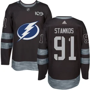 Mens Tampa Bay Lightning Steven Stamkos 91 Authentic Black 1917-2017 100th Anniversary