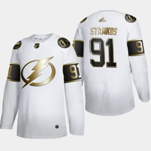 Mens Tampa Bay Lightning Steven Stamkos 91 Golden Edition White Authentic