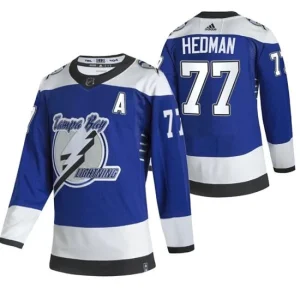 Mens Tampa Bay Lightning Victor Hedman 77 2022 Reverse Retro Blue Authentic