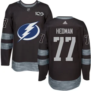 Mens Tampa Bay Lightning Victor Hedman 77 Authentic Black 1917-2017 100th Anniversary