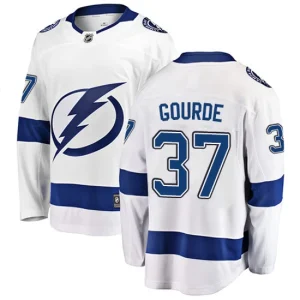 Mens Tampa Bay Lightning Yanni Gourde 37 Breakaway White Fanatics Branded Away