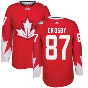 Mens Team Canada 87 Sidney Crosby Authentic Red Away 2016 World Cup Hockey