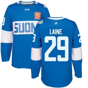 Mens Team Finland 29 Patrik Laine Authentic Blue Away 2016 World Cup of Hockey