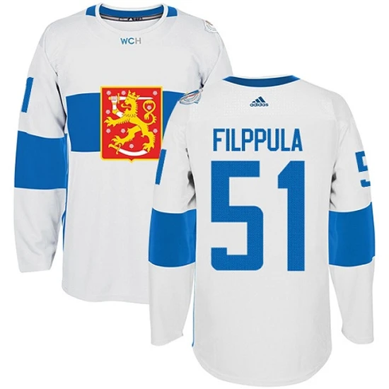 Mens Team Finland 51 Valtteri Filppula Authentic White Home 2016 World Cup of Hockey