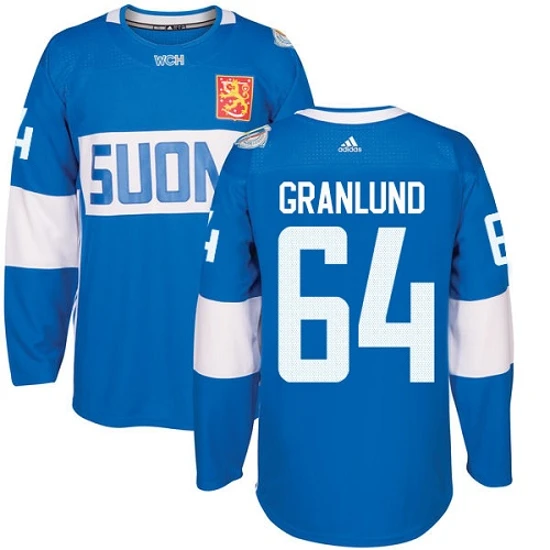 Mens Team Finland 64 Mikael Granlund Authentic Blue Away 2016 World Cup of Hockey