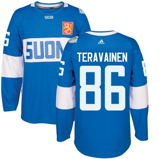 Mens Team Finland 86 Teuvo Teravainen Authentic Blue Away 2016 World Cup of Hockey