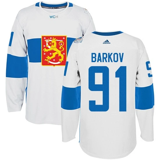 Mens Team Finland 91 Aleksander Barkov Authentic White Home 2016 World Cup of Hockey