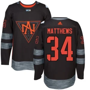 Mens Team North America 34 Auston Matthews Authentic Black Away 2016 World Cup of Hockey