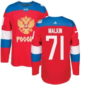 Mens Team Russia 71 Evgeni Malkin Authentic Red Away 2016 World Cup of Hockey