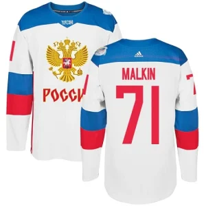 Mens Team Russia 71 Evgeni Malkin Authentic White Home 2016 World Cup of Hockey