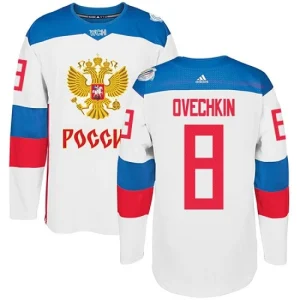 Mens Team Russia 8 Alexander Ovechkin Authentic White Home 2016 World Cup of Hockey