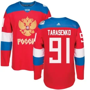 Mens Team Russia 91 Vladimir Tarasenko Authentic Red Away 2016 World Cup of Hockey