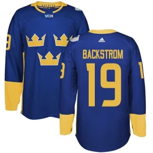 Mens Team Sweden 19 Nicklas Backstrom Authentic Royal Blue Away 2016 World Cup of Hockey