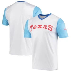 Mens Texas Rangers Stitches White Cooperstown Collection Wordmark V-Neck Jersey