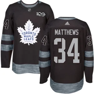 Mens Toronto Maple Leafs Auston Matthews 34 Authentic Black 1917-2017 100th Anniversary