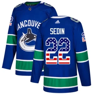 Mens Vancouver Canucks Daniel Sedin 22 Authentic Blue USA Flag Fashion