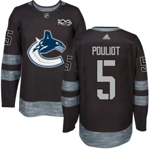 Mens Vancouver Canucks Derrick Pouliot 5 Authentic Black 1917-2017 100th Anniversary