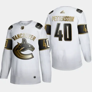 Mens Vancouver Canucks Elias Pettersson 40 Golden Edition White Authentic