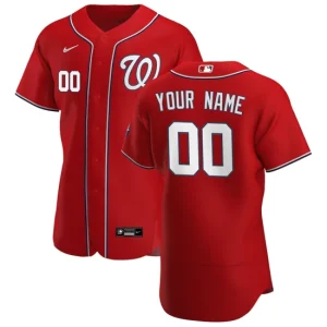 Mens Washington Nationals Nike Scarlet Alternate Custom Patch Jersey